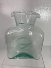 BLENKO Light Blue Green Clear Water Bottle Art Glass Double Spout Vase USA