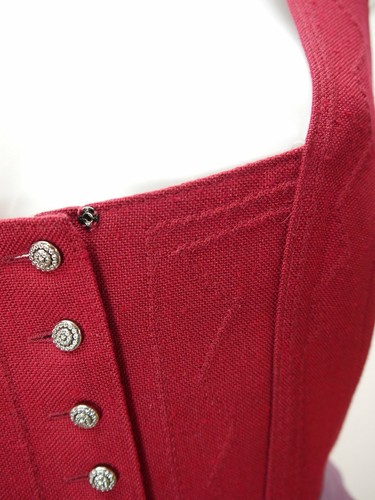 Distler Original Baumwolle rot mit Wienernaht fesches Dirndl mit Schürze Gr.46 - Bild 3 von 8