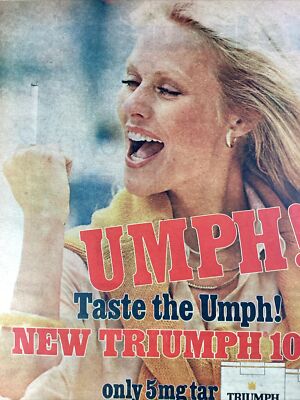 Pretty Blonde Smoking Triumph Cigarettes UMPH! Atlanta GA Print Ad 1981 AJC