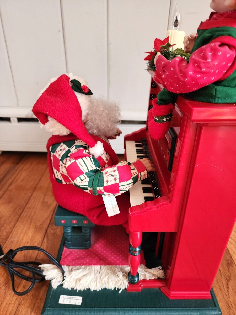 Animated  sing-along with Santa  サンタクロース 10 in. Animated Sing Along Santa with White Piano – Mr. Christmas