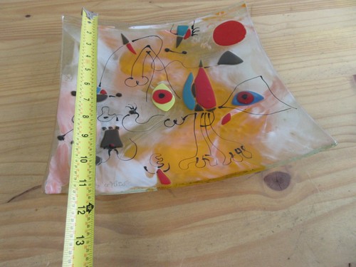 RARE OMAGGIO A MIRO WOMEN AND BIRDS AT SUNRISE MURANO ART GLASS signed Franco's? - Picture 3 of 12
