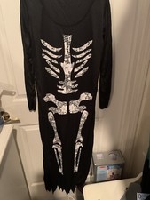 Smiffy  s Skeleton Costume Black Long Dress Adult Size Large
