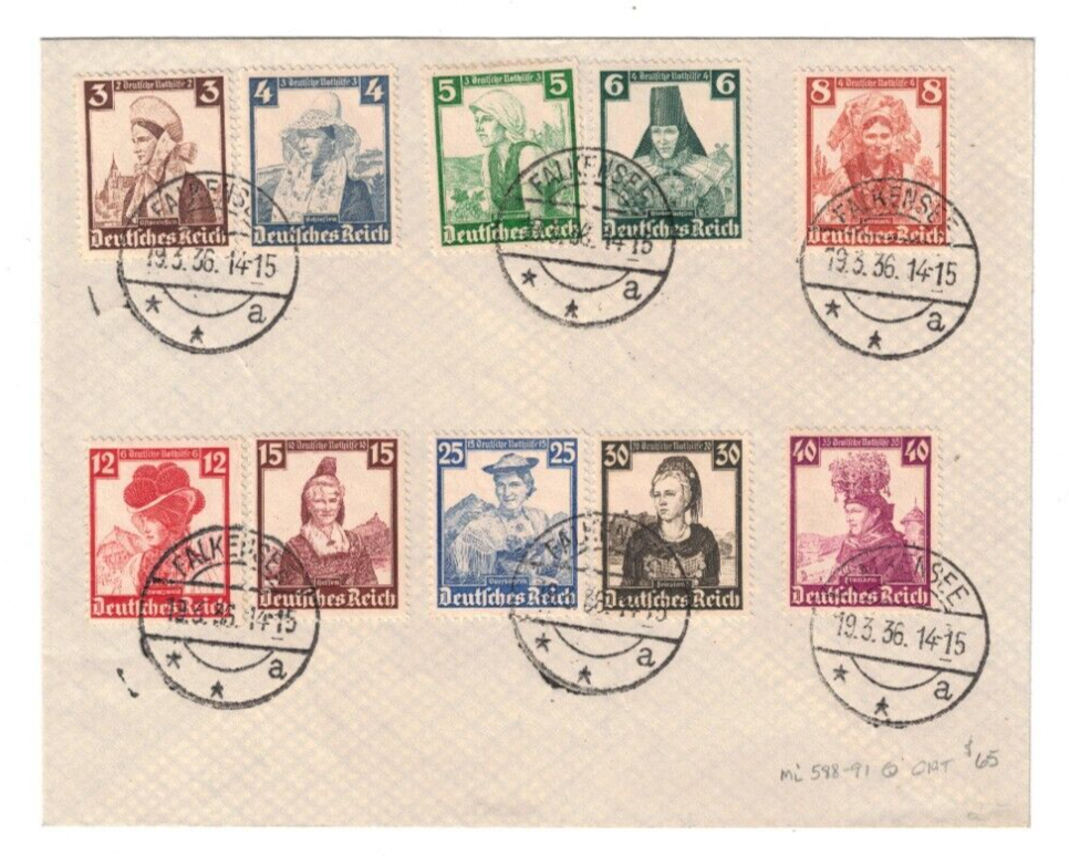 1936 Germany Scott B69-78 Stamp Set on Philatelic Cover Not First Day