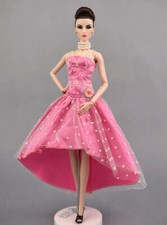 Pink Dotted Party Dresses Evening Gown Clothes For 11.5inch Doll kids Toy 1:6