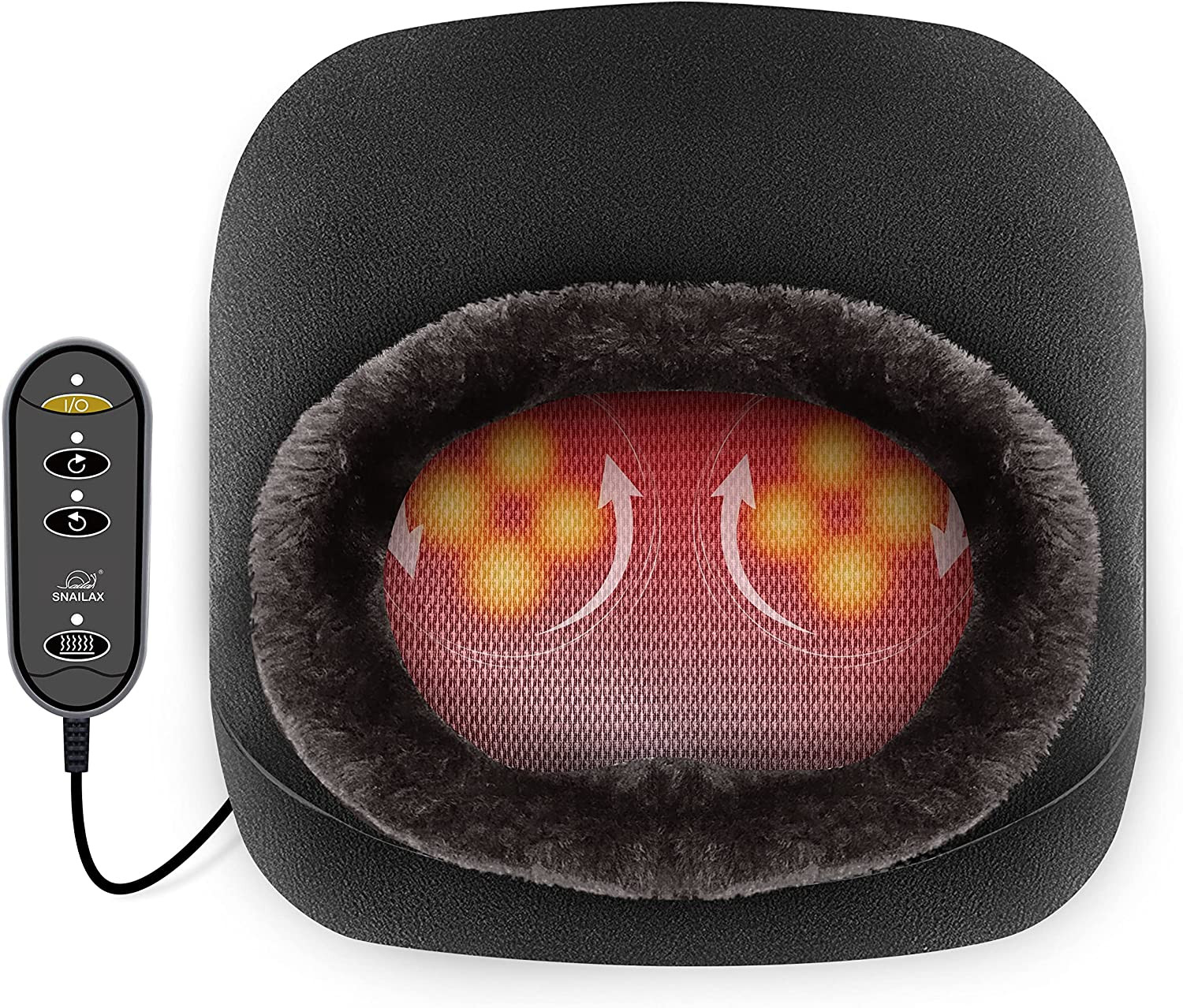 Massage Pieds Shiatsu Chauffant 2 en 1 avec Coussin de Massage Amovible Noir