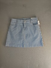 Maurices Womens Skirt 14 Blue Striped Flat Front Knee Length Denim 5 Pockets
