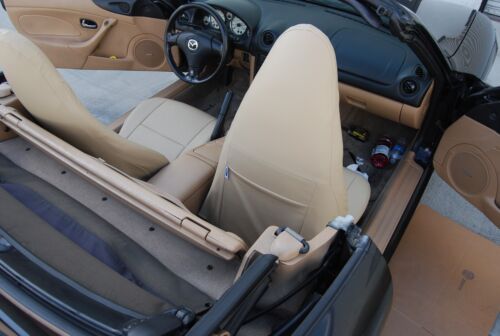 for BMW Z3 1996-2002 IGGEE CUSTOM MADE FIT 2 FRONT SEAT COVERS BEIGE - Picture 2 of 8