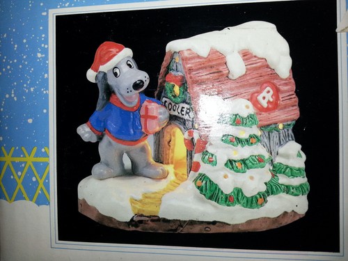 1987 Tonka PFUND WELPEN HUND Weihnachten KERAMIK BELEUCHTETES HAUS Vintage NEU mit Box - Bild 2 von 12