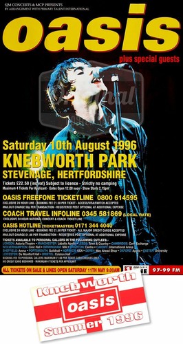 Oasis poster - Original Knebworth 1996. Large 60"x40" size, inc Free Sticker - 第 1/6 張圖片