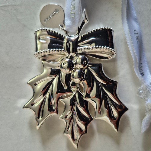 2019 Waterford Silver-Plate HOLLY 40035215 Christmas Ornament w/Year Tag. In Box - Picture 10 of 22