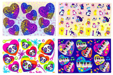 Lisa Frank - Half Sticker Sheets Lot Panda Hearts, Jaguar Hearts, Mini Cats Dogs