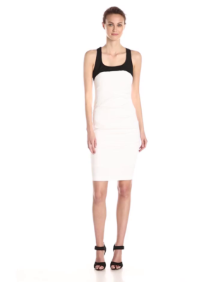 nicole miller stretch linen dress NWT Nicole Miller Stretch Linen Sheath Dress Size 10 White & Black (Size 8)