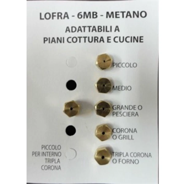 Serie ugelli piano cottura cucine gas Lofra 5 fuochi + forno- gas metano - 6mb