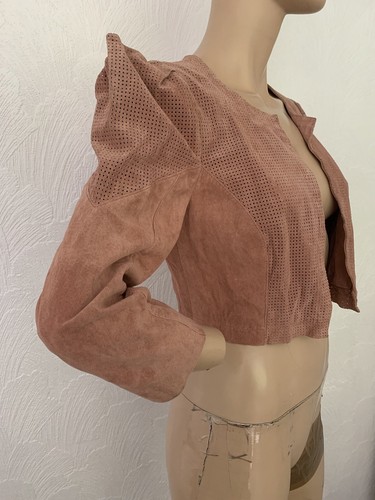 NEW LOOK Limited Edition Dusty Pink Suede Cropped jacket UK 10 EU 38 US 6 BNWT - Picture 6 of 16