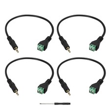 3.5mm Mono Audio Male Jack to AV 2 Pin Screw Terminal, Pack of 4