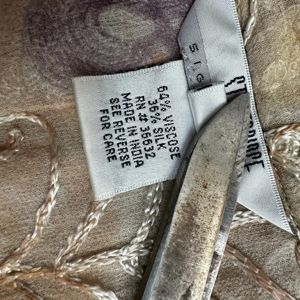 Blusa feminina Stonebridge tamanho 1X pura bordada mistura de seda Cottagecore boho - Imagem 4 de 4