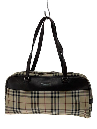 BURBERRY Boston bag ■Nova check mini BEG with stains Used