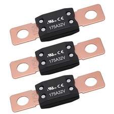 3Pcs 175A MEGA Fuse, High Current Bolt Mount Automotive 175 Amp MEGA/AMG Fuse.