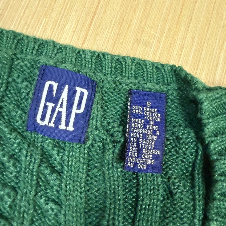 90 年代 Gap 复古电缆针织毛衣小号女式超大电缆针织宽松 — 第 3/4 张图片
