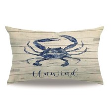 Sea Life Pillow Covers Double-Sided Printed Wood 20" x 12" Pack of 1 Blue