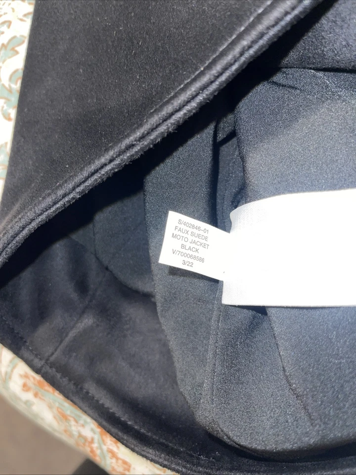 Chaqueta Banana Republic Mujer Negra Imitación Gamuza Moto Manga Larga Talla S Foto 3 de 4