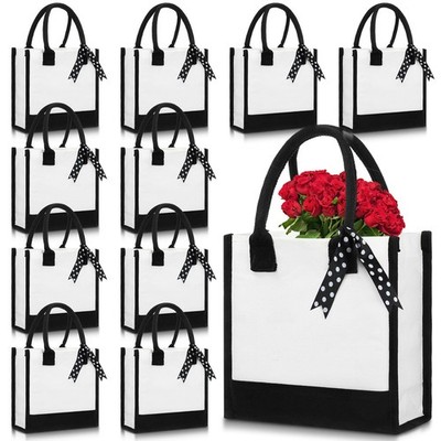 12 Pcs Small Canvas Tote Gift Bags Bulk for Women Size 10 x 10 x 4 Inch Subli...