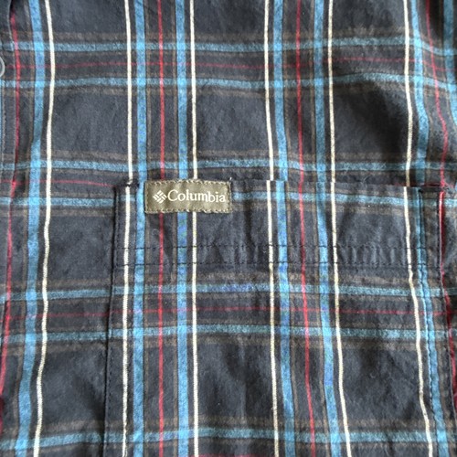 Columbia Men's L Blue Plaid Shirt Button Down Long Sleeve Cotton Casual - Picture 3 of 6