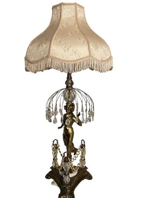 Vtg 1960s Loevsky & Loevsky Hollywood Regency Figural Lamp w/ Crystals & Shade