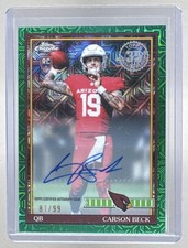 Carson Beck 2026 Topps Silver Green Refractor 1991 Chrome Rookie RC Auto /99