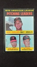1971 Topps  Baseball card # 69 A.L. Pitching Leaders  (G to VG )