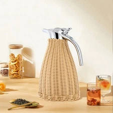 1.5L Rattan Insulated Thermal Jug Natural Double Walled Vacuum Insualted Jug