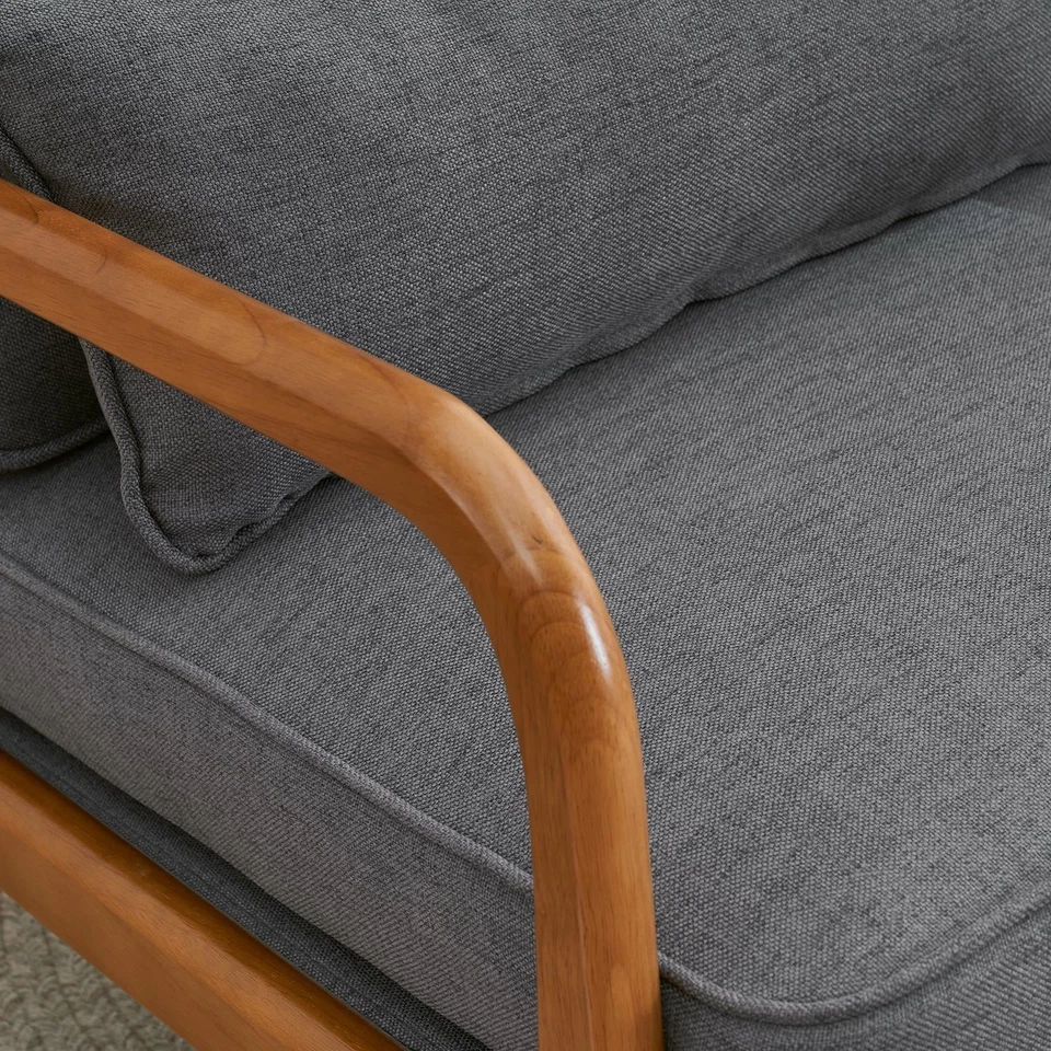 Современное кресло льняная ткань с мягкой обивкой удобное кресло для чтения однотонное - Изображение 4 из 4