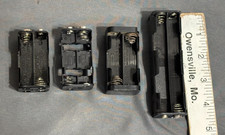 Lot 4 vtg plastic AA size BATTERY TRAY HOLDERS Toy Electronic Radio REPLACEMENT