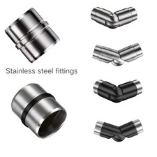 AICA 304 Stainless Steel Wall-Mounted Handrail Connector  Silver, Black