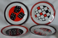 GODINGER Home Essentials Vintage Porcelain Dessert Plates 4 Classic Games