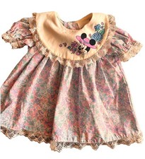 Vintage Disney Baby Minnie Mouse Pink Dress Lace Floral Newborn to 6mo