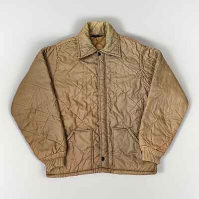 Vintage Big Smith Quilted Jacket Mens M Brown Zip Up Work Wear Collared 70s