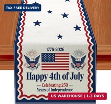 Patriotic Table Runner Decor,250th Anniversary 4th of July American Flag Summer