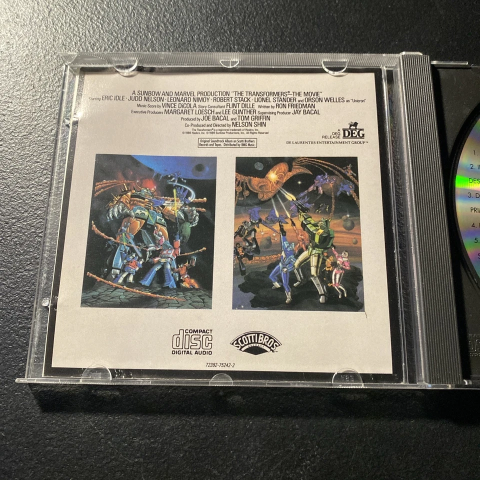 TRANSFORMERS THE MOVIE CD - Original Soundtrack First Edition 1986 Hasbro TESTED - Image 2 of 4