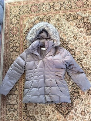 Calvin Klein Women's Size Large Puffer Premium Down Jacket with Fur Hood