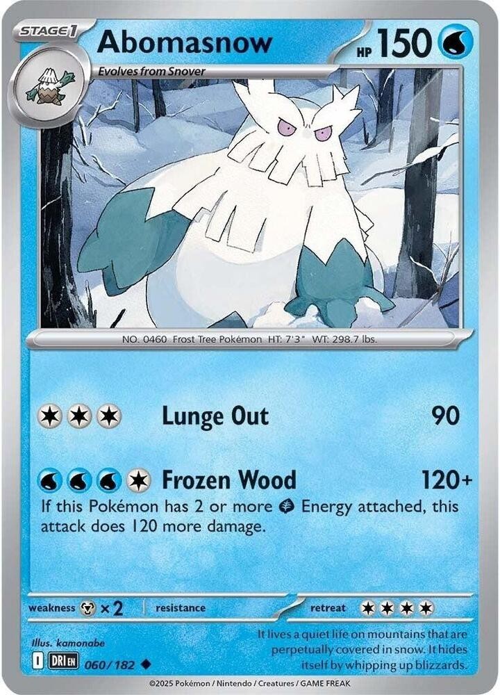 Abomasnow Destined Rivals 060/182 Regular Uncommon 2025 Pokemon TCG Near Mint
