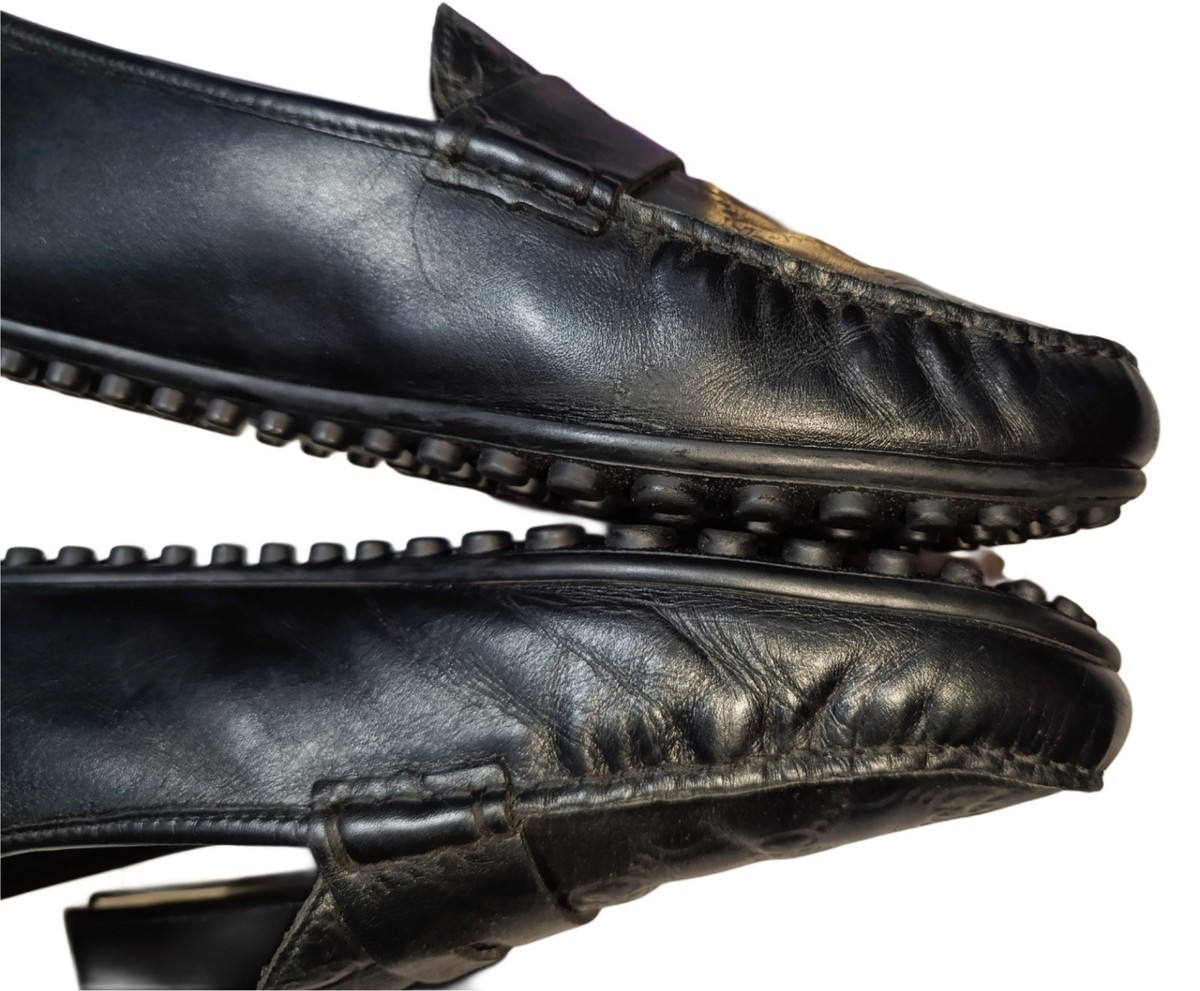 Gucci Guccissima Black Leather Penny Loafers Mens 12 G Gucci Black Guccissima Leather Penny Loafers Size 7Eu main image 4