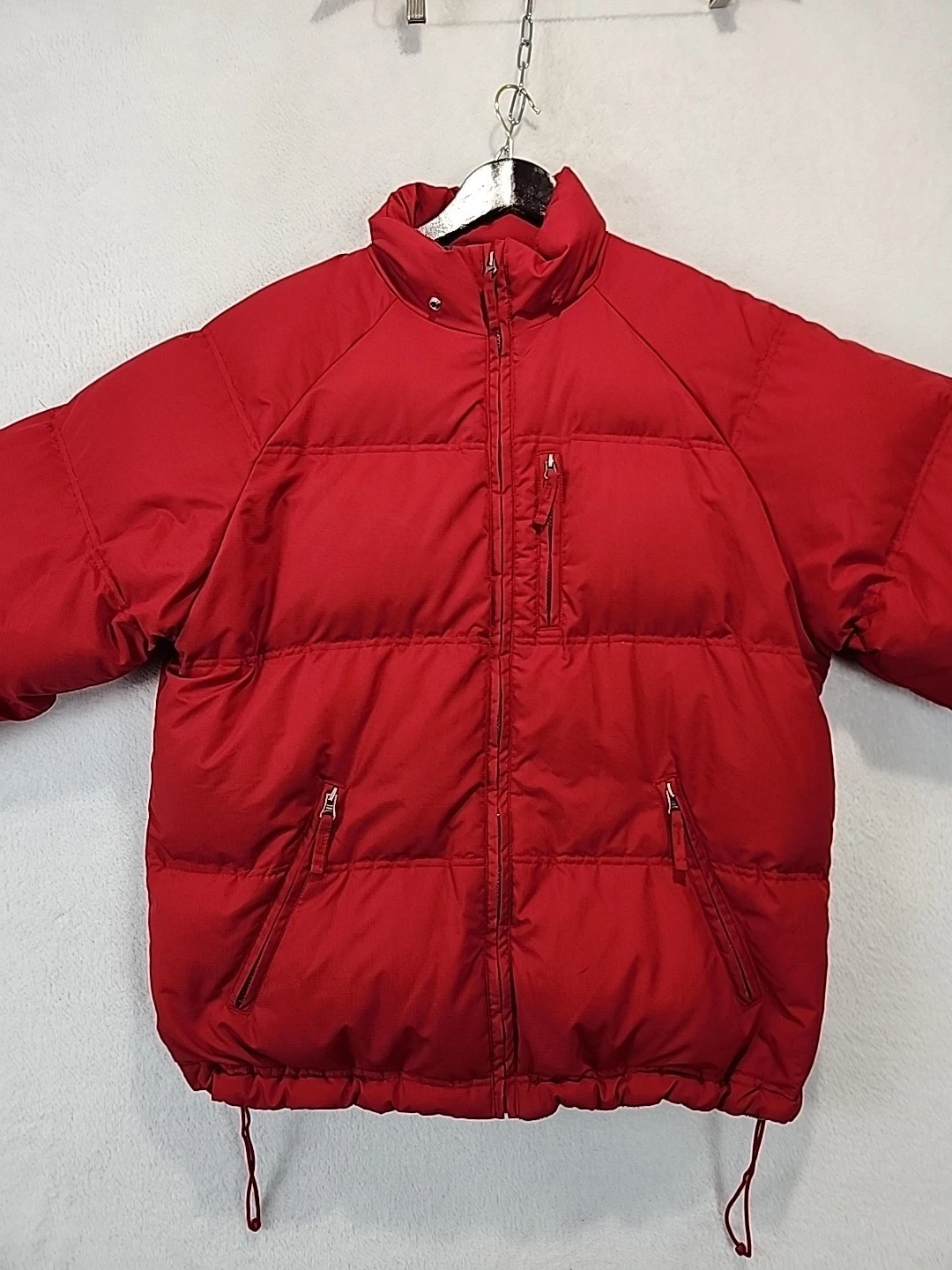 OLD NAVY Puffer Coat Men's M Red Quilted Down Filled Full Zip Jacket Gorpcore