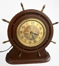 Seth Thomas Brown Nautical Decorative Collectible Electric Mantel Clock - Works