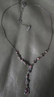 Gothic Black Tone Red Crystal 16"-19" Necklace Choker Vintage Costume Jewelry