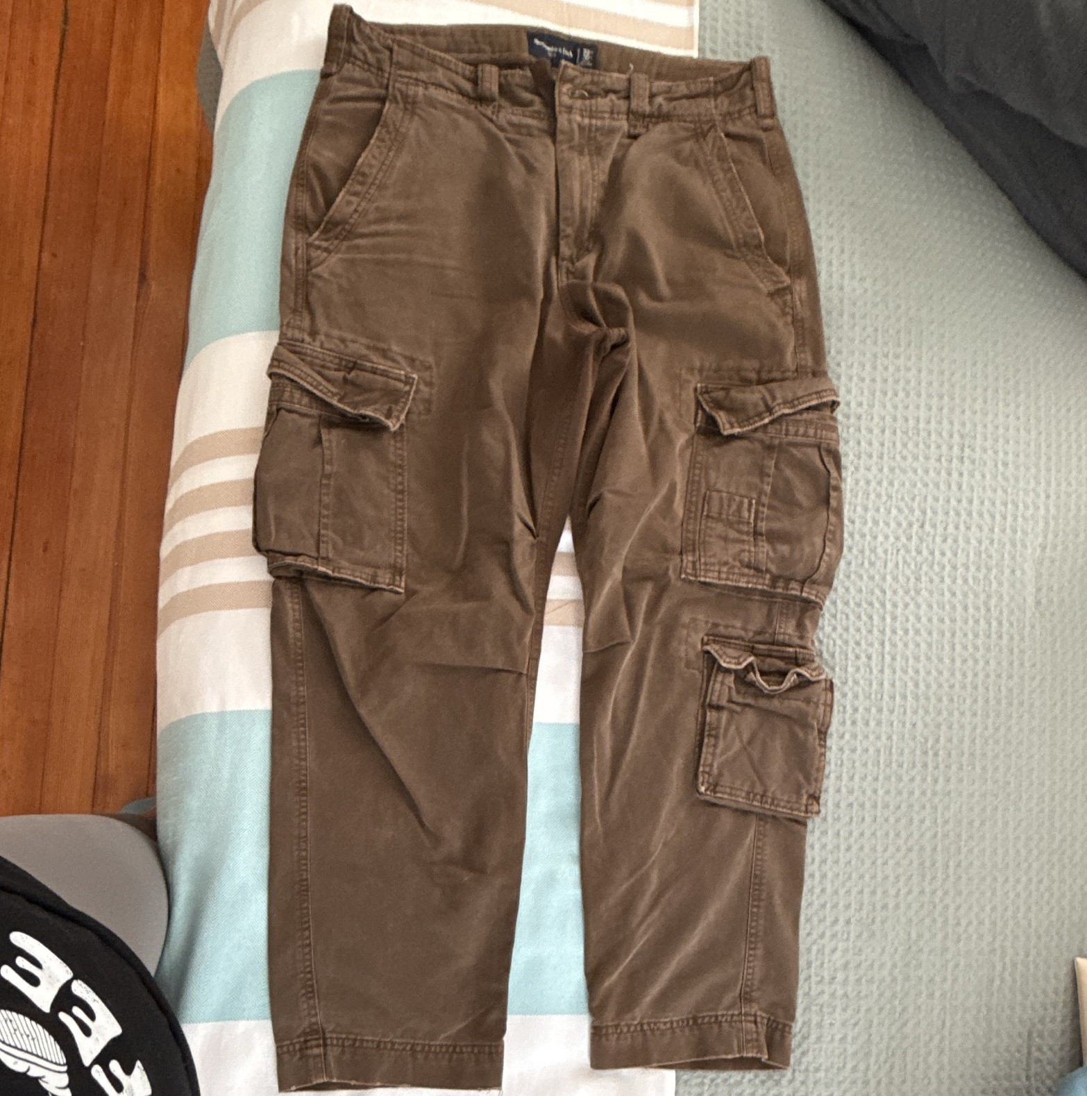 Abercrombie & Fitch Men’s Loose Straight Cargo Pants Brown Cotton Twill 32