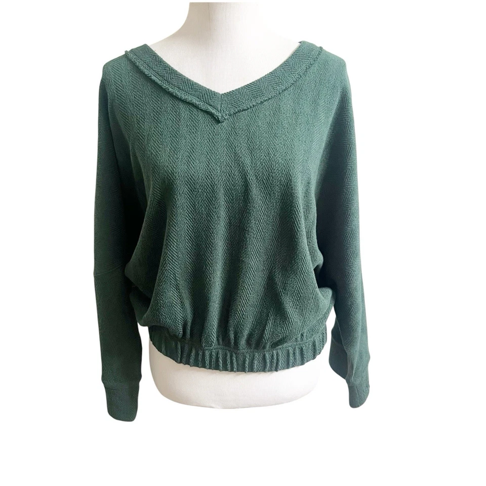 Free People We The Free Afternoon Pullover Knit Sweater Green Sz Small Oversized - Image 2 of 4