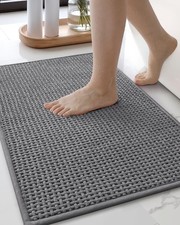 Chenille Pile Small Bathroom Rugs Upgraded Denser, 16x24 Non Slip Absorbent G...