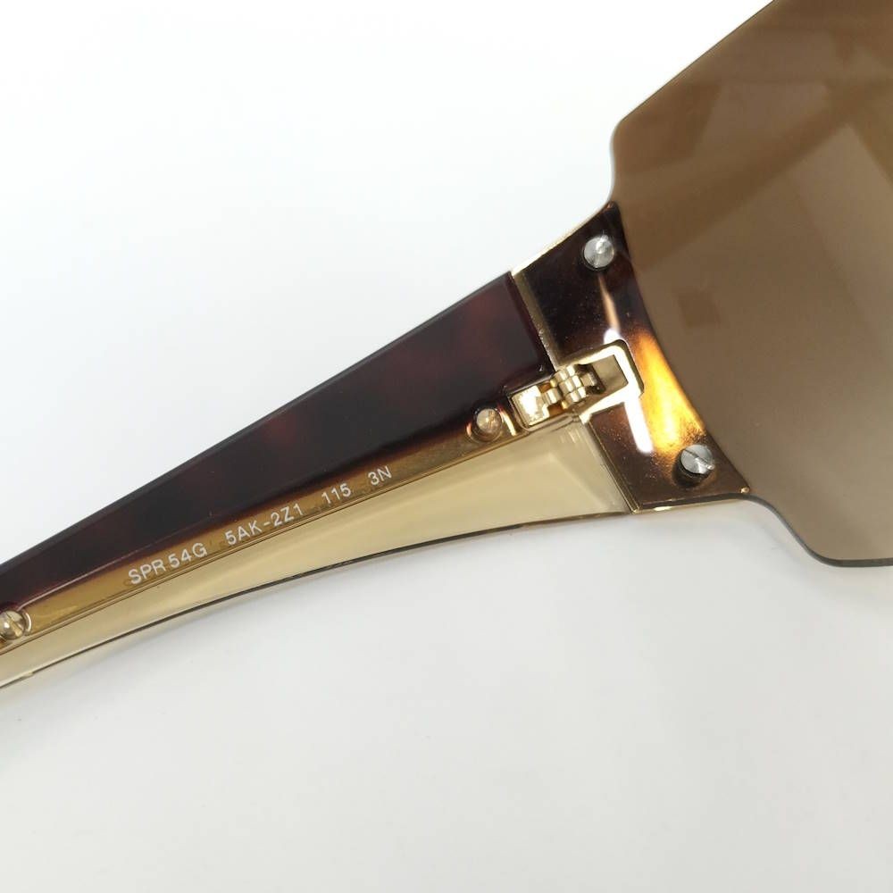 PRADA Shield Sunglasses Brown Gradient Gold Logo SPR 54G Authentic