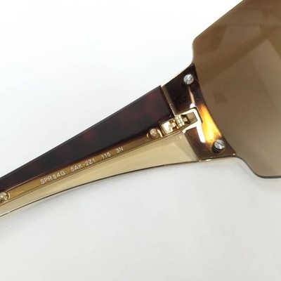 PRADA Shield Sunglasses Brown Gradient Gold Logo SPR 54G Authentic